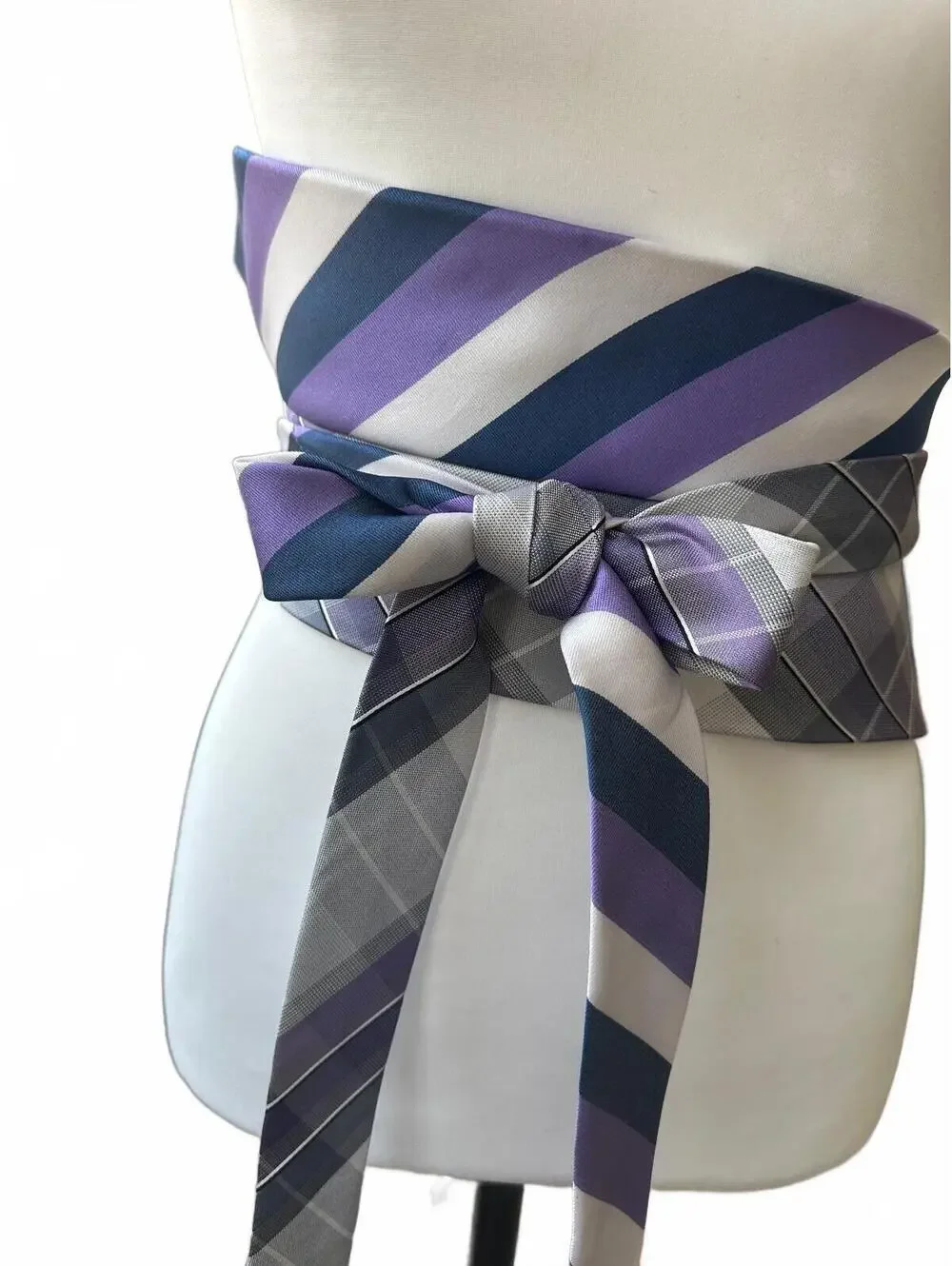 Upcycled Silk Necktie Obi Belt | Handmade Corset Style Belt | One-of-a-Kind | OS